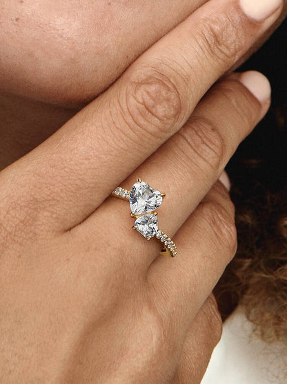 Anillo Doble Corazón Brillante