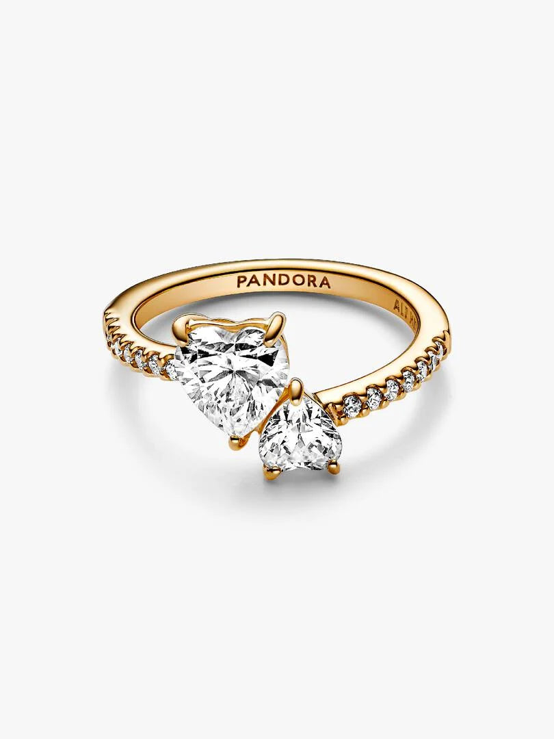 Anillo Doble Corazón Brillante