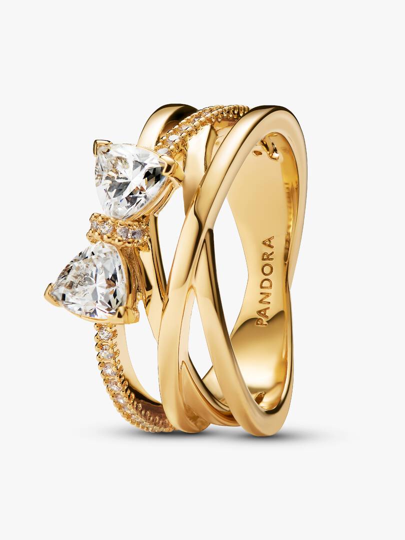 Anillo Banda Cruzada Lazo Brillante