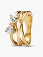 Anillo Banda Cruzada Lazo Brillante