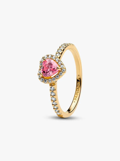 anillo corazon rosa elevado