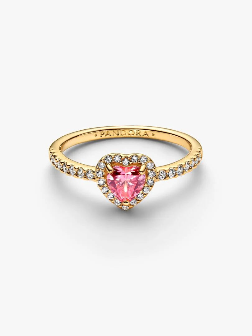 anillo corazon rosa elevado