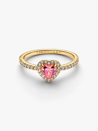 anillo corazon rosa elevado