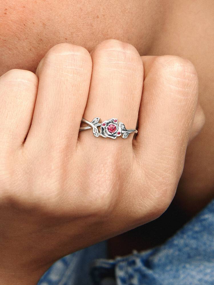 anillo rosa de la bella y la bestia de disney