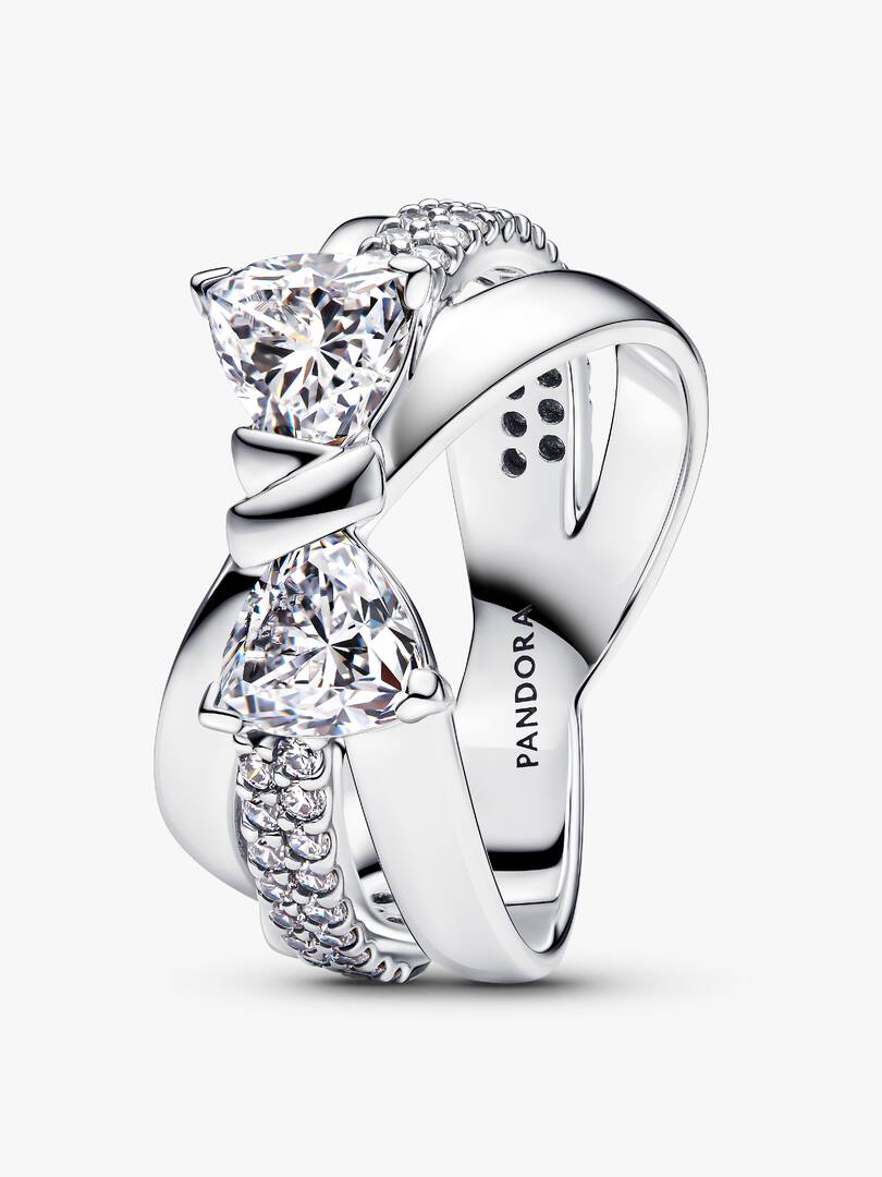 Anillo Banda Cruzada Lazo Brillante