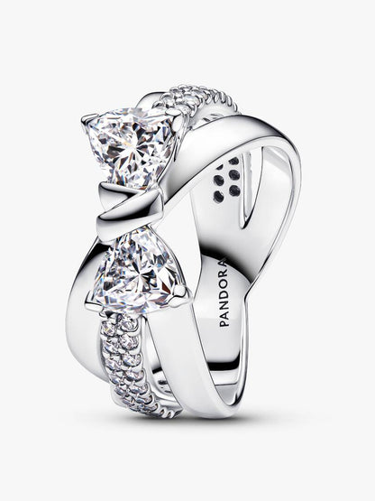 Anillo Banda Cruzada Lazo Brillante