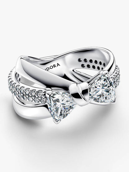 Anillo Banda Cruzada Lazo Brillante