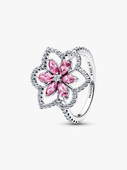 anillo coctel flor doble