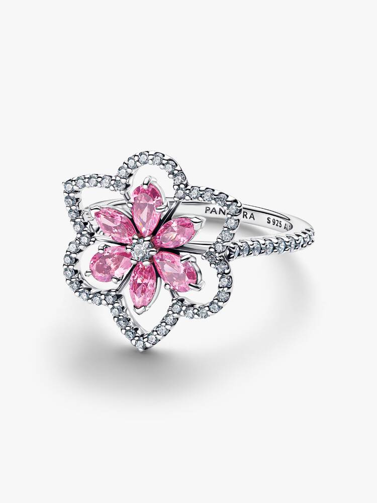 anillo coctel flor doble