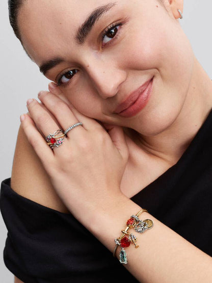 anillo rosa encantada de la bella y la bestia de disney