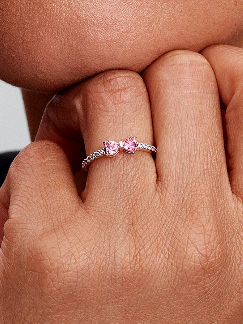 Anillo Lazo Rosa Brillante