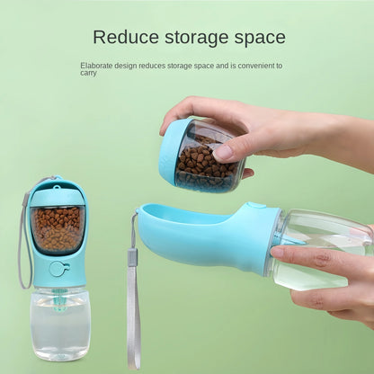Botella de agua y comida portátil para mascotas