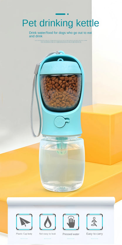 Botella de agua y comida portátil para mascotas