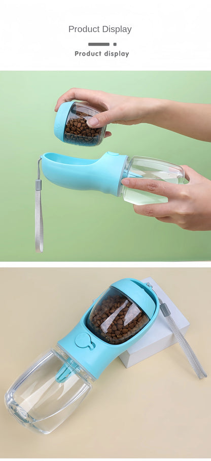 Botella de agua y comida portátil para mascotas