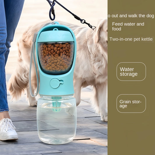 Botella de agua y comida portátil para mascotas